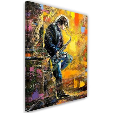 Image sur toile, Musicien avec un saxophone peint - 40x60 (1/5)