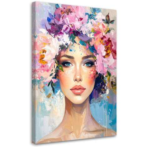 Tableau déco Femme avec des fleurs sur la tête 60x90 (1/4)