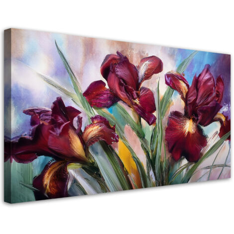 Tableau déco Fleurs d'iris rouges peintes 80x40 (1/5)