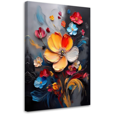 Tableau déco Fleurs peintes colorées 40x60 (1/5)
