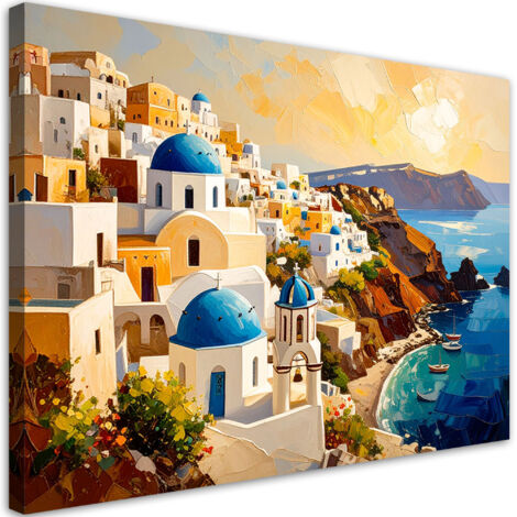 Tableau déco Santorin Grèce Paysage peint 100x70 (1/4)