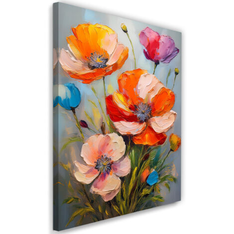 Tableau déco Coquelicots peints colorés Fleurs de la nature 60x90 (1/5)