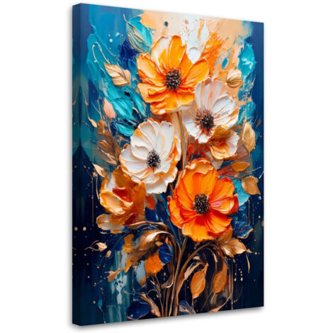 Tableau déco Fleurs Aquarelle Orange 40x60 (1/5)