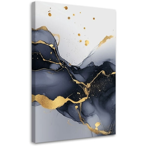 Tableau déco Marbre noir et blanc avec or 70x100 (1/5)