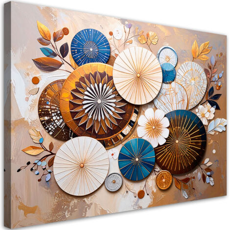 Tableau déco Abstraction Cercles de style bohème Beige 100x70