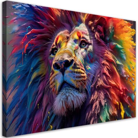 Tableau contemporain Lion néon Afrique AI 60x40 (1/5)
