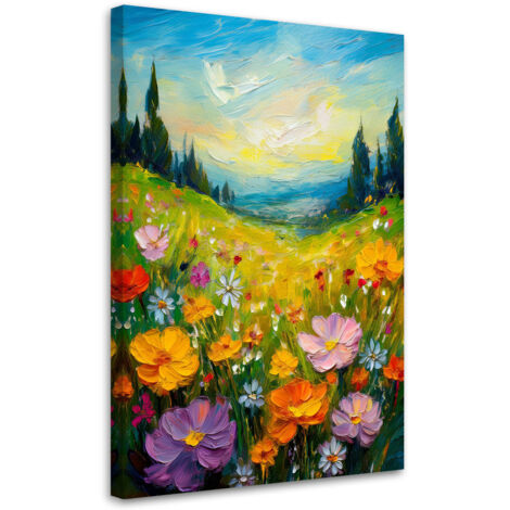 Tableau déco Prairie de fleurs Paysage Nature 40x60 (1/5)