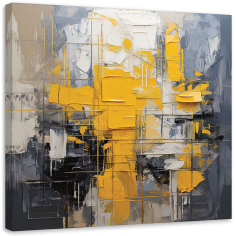 Tableau déco Abstraction Géométrique Jaune Moderne 50x50 (1/5)