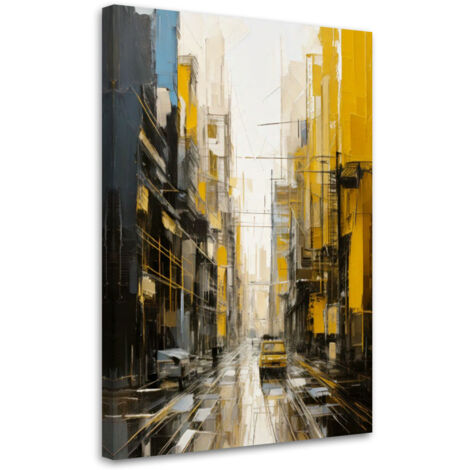 Tableau déco Ville Rue Abstraction Jaune Gris 70x100 (1/5)