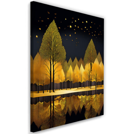 Tableau déco Forêt dorée Paysage Lac Nature 40x60 (1/5)