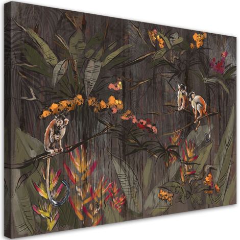 Tableau sur toile Singes dans la jungle 60x40 (1/5)