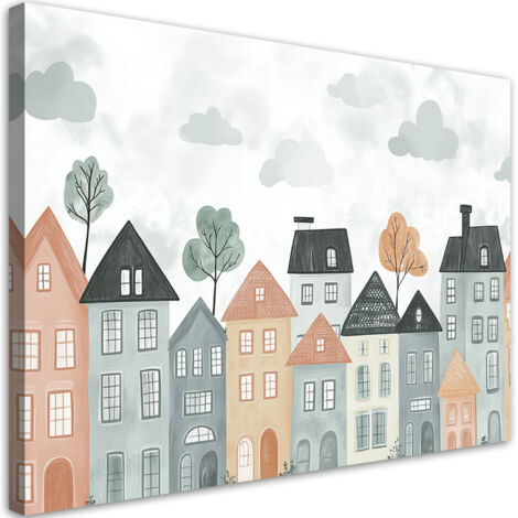Tableau déco Maisons colorées ville 60x40 (1/5)