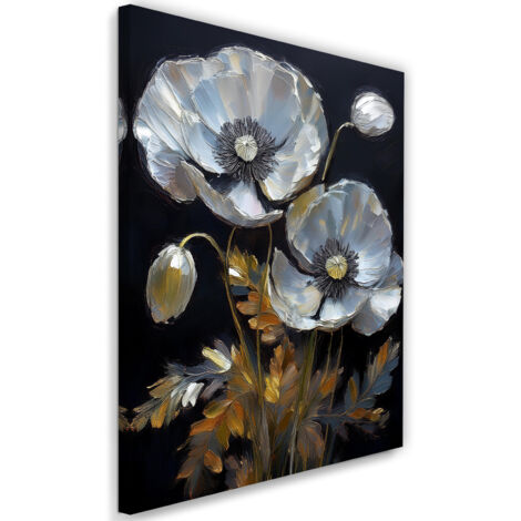Tableau déco Coquelicot peint Fleurs argentées 70x100 (1/5)