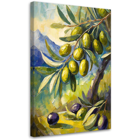 Tableau sur toile Tableau sur toile Olives sur un arbre peintes 40x60 (1/5)