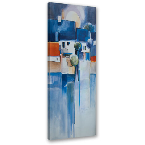 Tableau sur toile Ville abstraite peinte 30x90 (1/5)