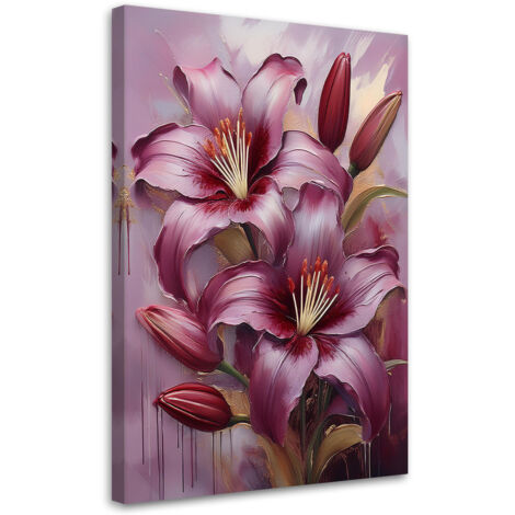 Tableau déco Fleurs Lys peints 40x60 (1/5)