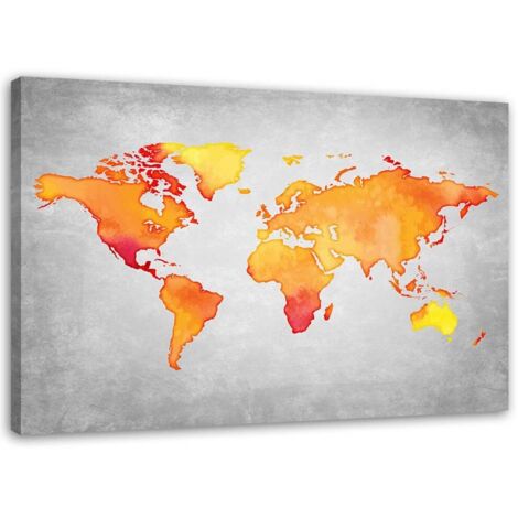 Cadre déco Carte du monde orange 100x70 (1/5)