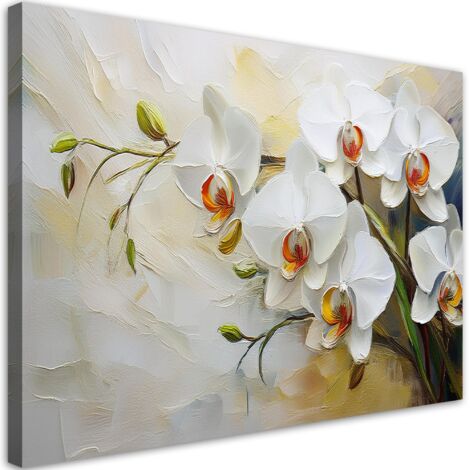 Tableau déco Fleurs peintes en blanc 60x40 (1/5)