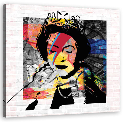 Tableau sur toile Banksy Reine d'Angleterre 50x50 (1/5)
