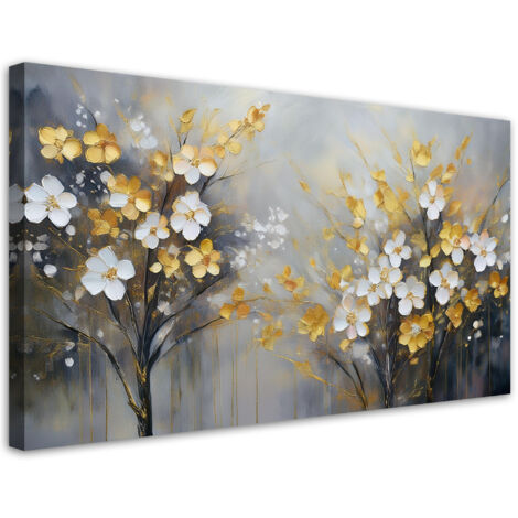 Tableau déco Fleurs d'arbre abstraites dorées 100x50 (1/5)