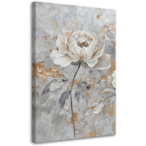 Tableau déco Fleur de rose or argenté 40x60 (1/5)