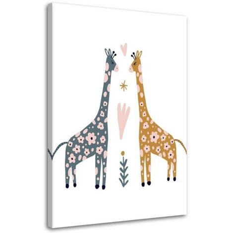 Tableau sur toile Girafes Animaux Aquarelle 60x90 (1/5)