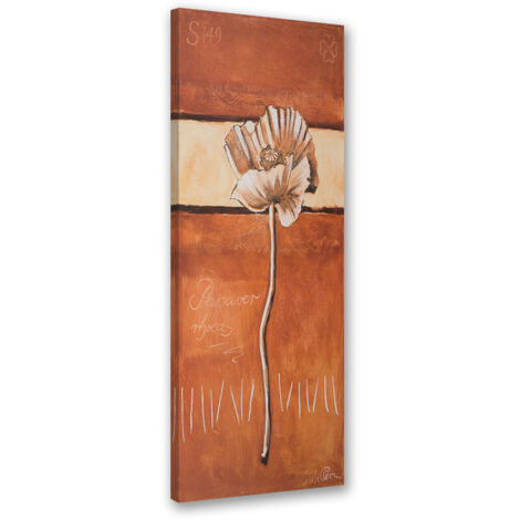 Tableau sur toile Coquelicot solitaire peint 30x90 (1/5)