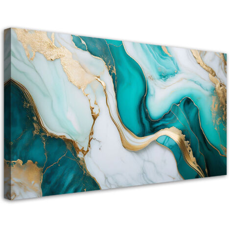 Tableau déco Pierre Turquoise Marbre avec Or 100x50 (1/5)