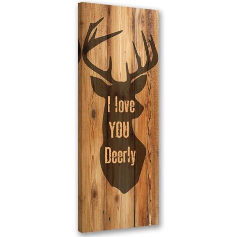 Tableau sur toile Cerf Inscription en bois 30x90 (1/5)