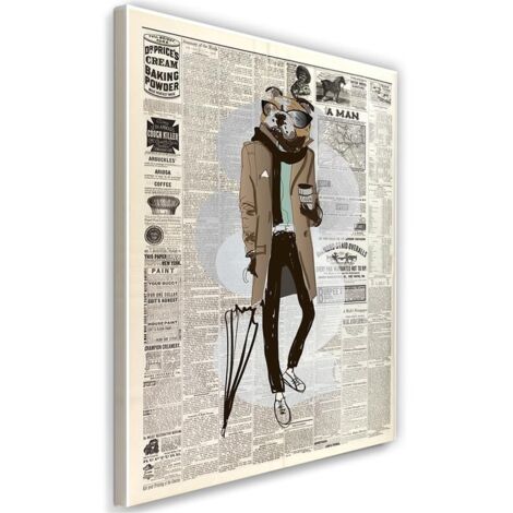 Tableau sur toile Journal rétro Hipster chien 70x100 (1/5)