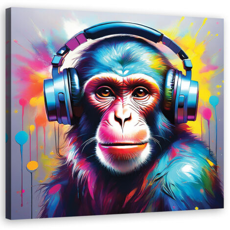 Tableau déco Singe DJ Pop Art 30x30 (1/5)
