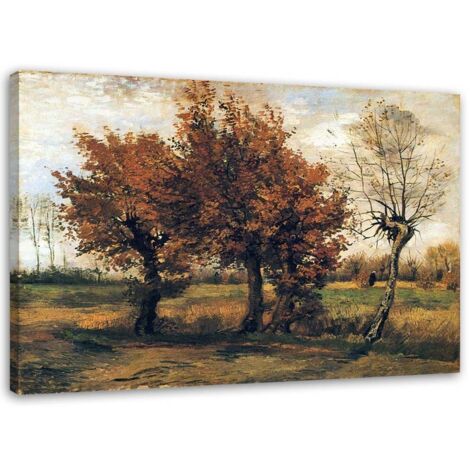 Image sur toile, Paysage d'automne avec quatre arbres - Reproduction V. van Gogh - 90x60 (1/5)