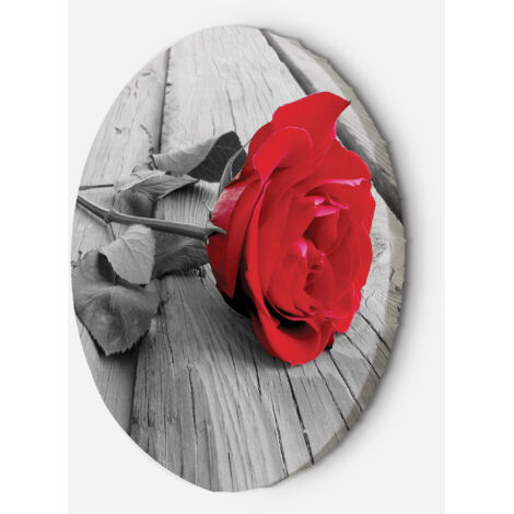 Tableau sur toile Image circulaire Rose rouge sur une jetée 80x80 (1/5)