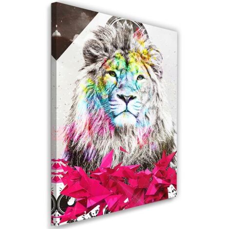 Tableau sur toile Abstrait Coloré Lion 40x60 (1/5)