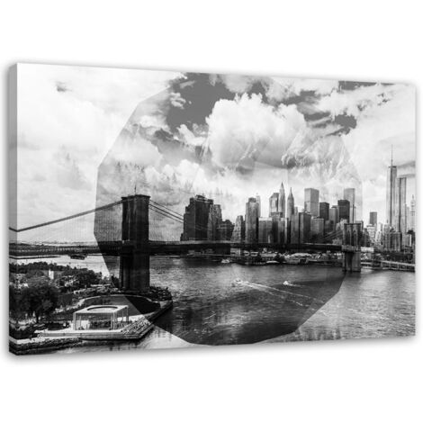 Tableau sur toile New York ville géométrique noir et blanc 60x40 (1/5)