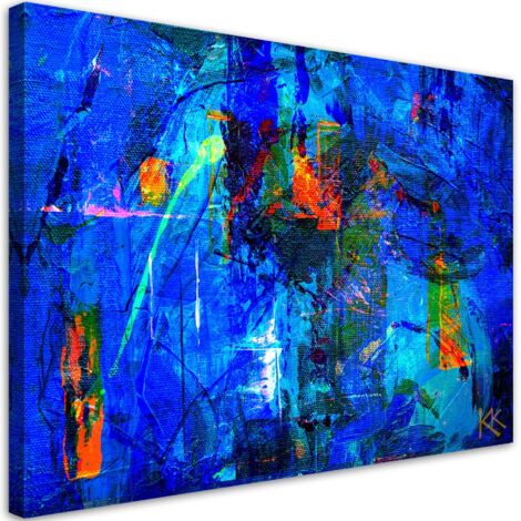 Tableau sur toile Abstraction bleue - Poirée 90x60 (1/5)