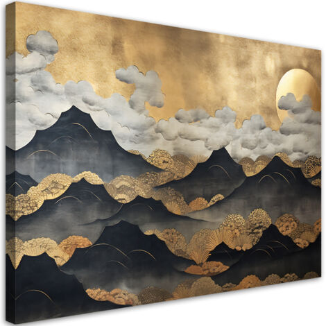 Tableau sur toile Paysage de montagne doré 90x60 (1/5)