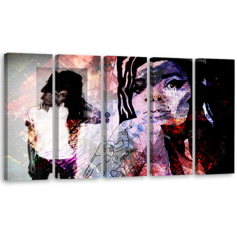 Tableau sur toile en 5 parties Amy Winehouse 200x100 (1/5)