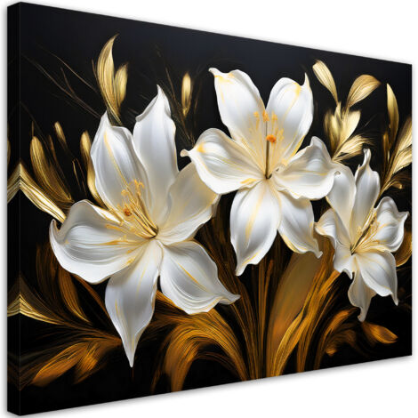 Tableau déco Fleurs abstraites de lys blancs glamour 90x60 (1/5)