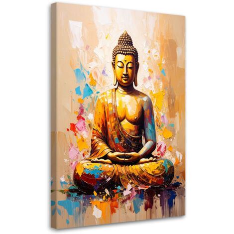 Tableau déco Bouddha en méditation Beige 40x60 (1/4)