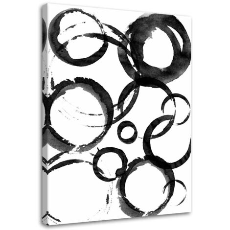 Tableau sur toile Cercle Abstraction Noir et Blanc 40x60 (1/5)