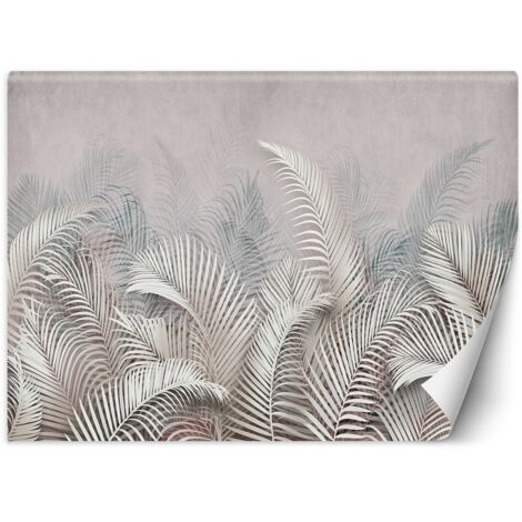 Papier peint mural, feuilles de palmier 3D beiges - 100x70 (1/5)