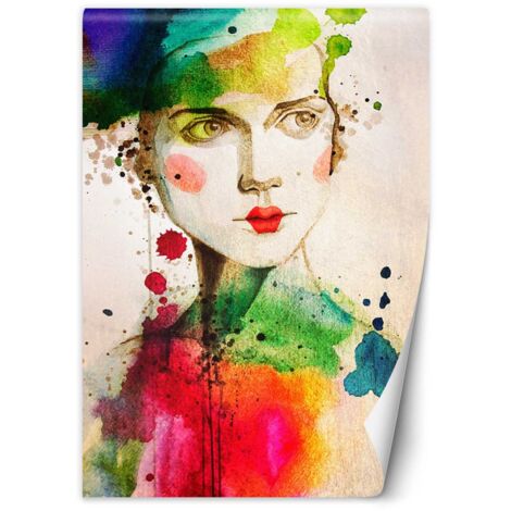 Papier peint Femme aux lèvres rouges aquarelle 200x280 (1/5)