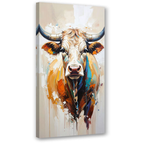 Tableau déco Peinture imitation vache colorée 40x80 (1/4)