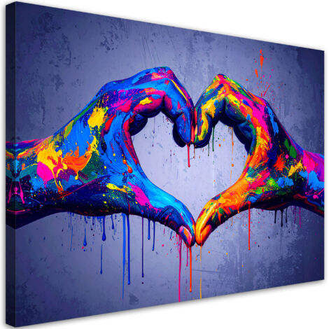 Tableau déco Mains Cœur Amour Graffiti 60x40 (1/4)