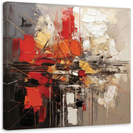 Tableau déco Abstraction Géométrique Rouge 30x30 (1/5)