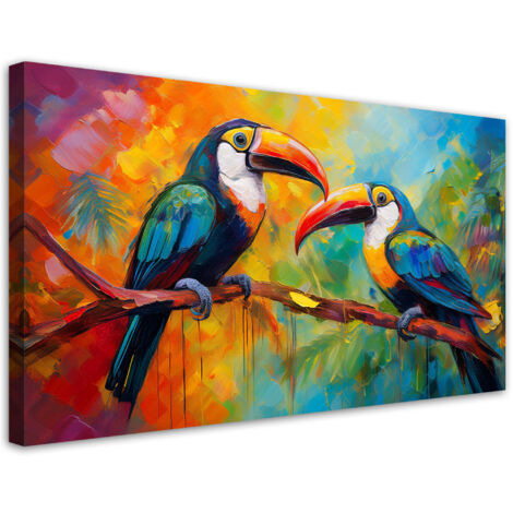 Tableau déco Toucan Oiseaux tropicaux colorés 80x40 (1/5)
