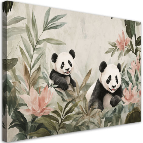 Tableau déco Panda en fleurs 60x40 (1/5)