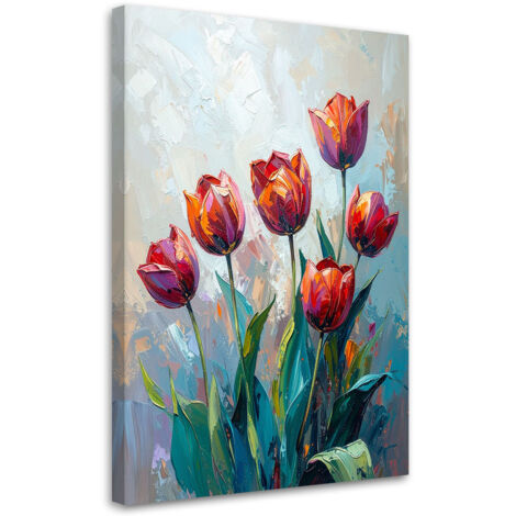 Tableau déco Tulipes rouges Fleurs comme peintes 40x60 (1/4)