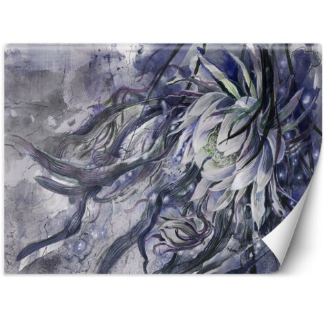 Papier peint Peint à la main nénuphar fleurs plantes Viollet bleu lilas 250x175 (1/5)